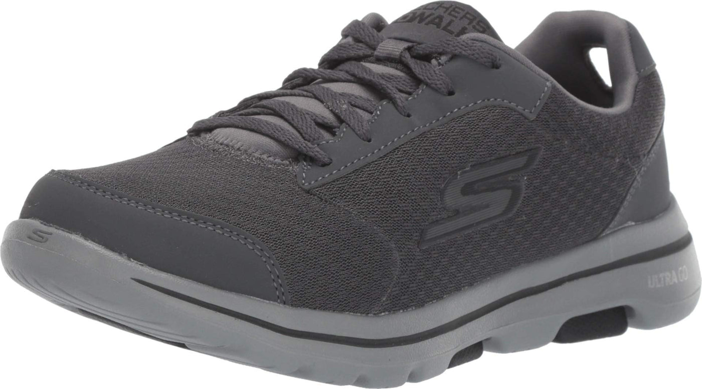 Skechers Men's Gowalk 5 Qualify-Athletic Mesh Lace Up Performance Walking Shoe Sneaker, Charcoal/Black, 11 X-Wide