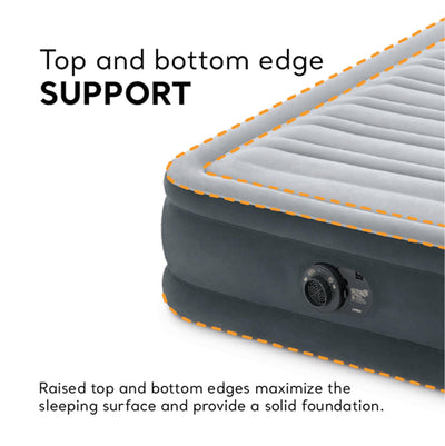 Intex 67765ED Dura-Beam Deluxe Comfort-Plush Mid-Rise Air Mattress: Fiber-Tech – Twin Size – Built-in Electric Pump – 13in Bed Height – 300lb Weight Capacit