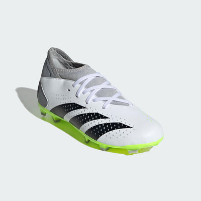 adidas Predator Accuracy.3 Firm Ground Sneaker, White/Core Black/Lucid Lemon, 5.5 US Unisex Big Kid