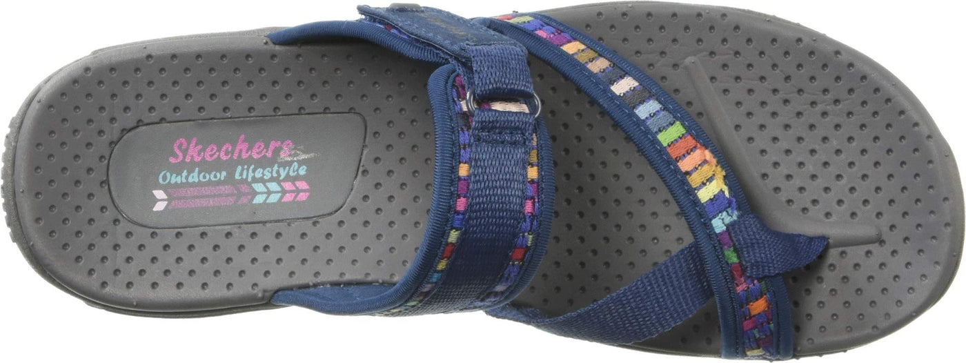 Skechers Women's Reggae Mad Swag Toe Thong Woven Sandal 7 Navy