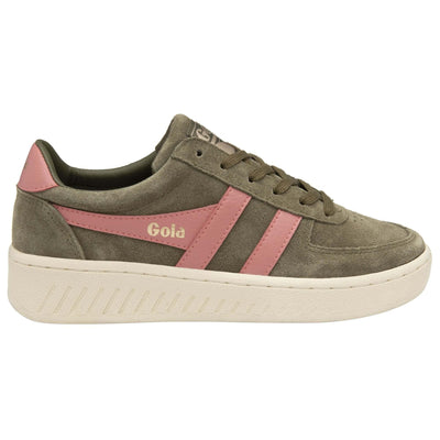 Gola Women's Grandslam Suede Sneaker, Khaki/Coral Pink, 8