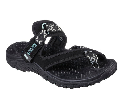 Skechers womens Reggae - Trailway Flip-Slop Sandals,black,8 M US