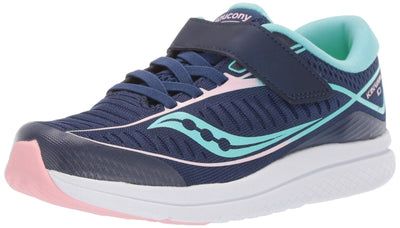 Saucony Unisex-Child Kinvara 10 A/C Sneaker, Navy/Turquoise, 135 Wide US Little Kid