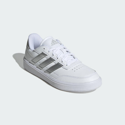 adidas Women's Courtblock Sneaker 8.5 White/Silver Metallic/Grey