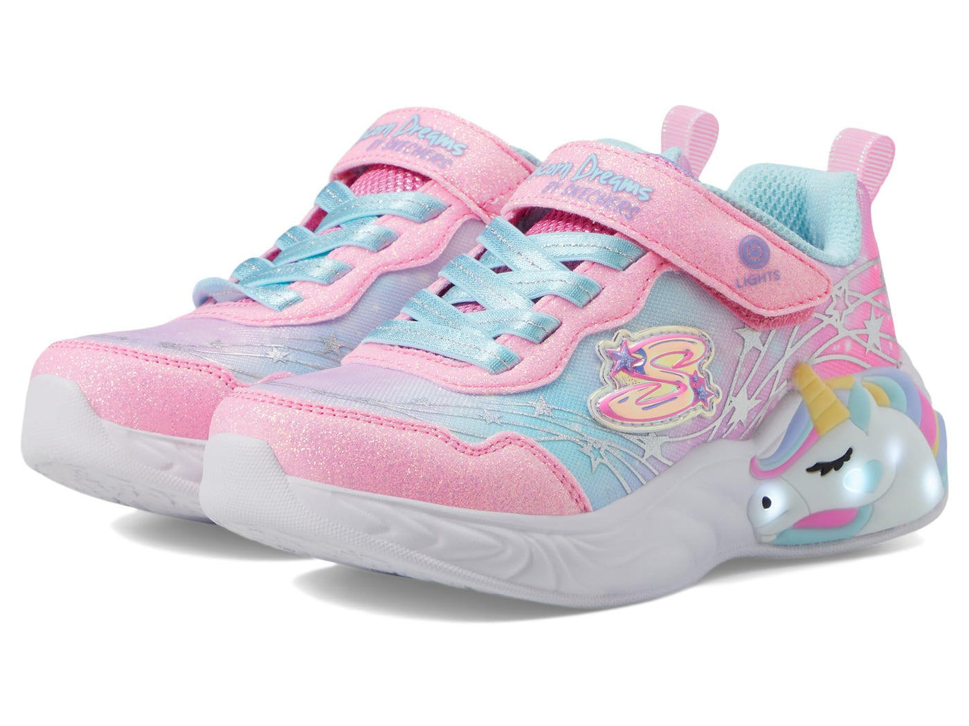 Skechers Kids Girls Unicorn Dreams-Wishful MAGI Sneaker, Pink/Turquoise, 1.5 Little Kid