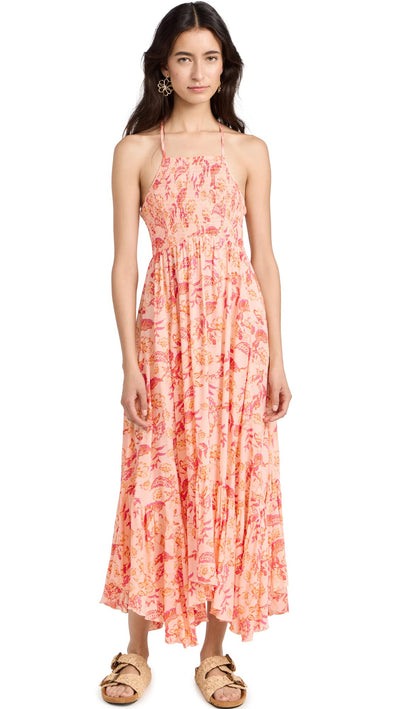 Free People Women's Heat Wave Printed Maxi Dress X-Large Dusk Coral