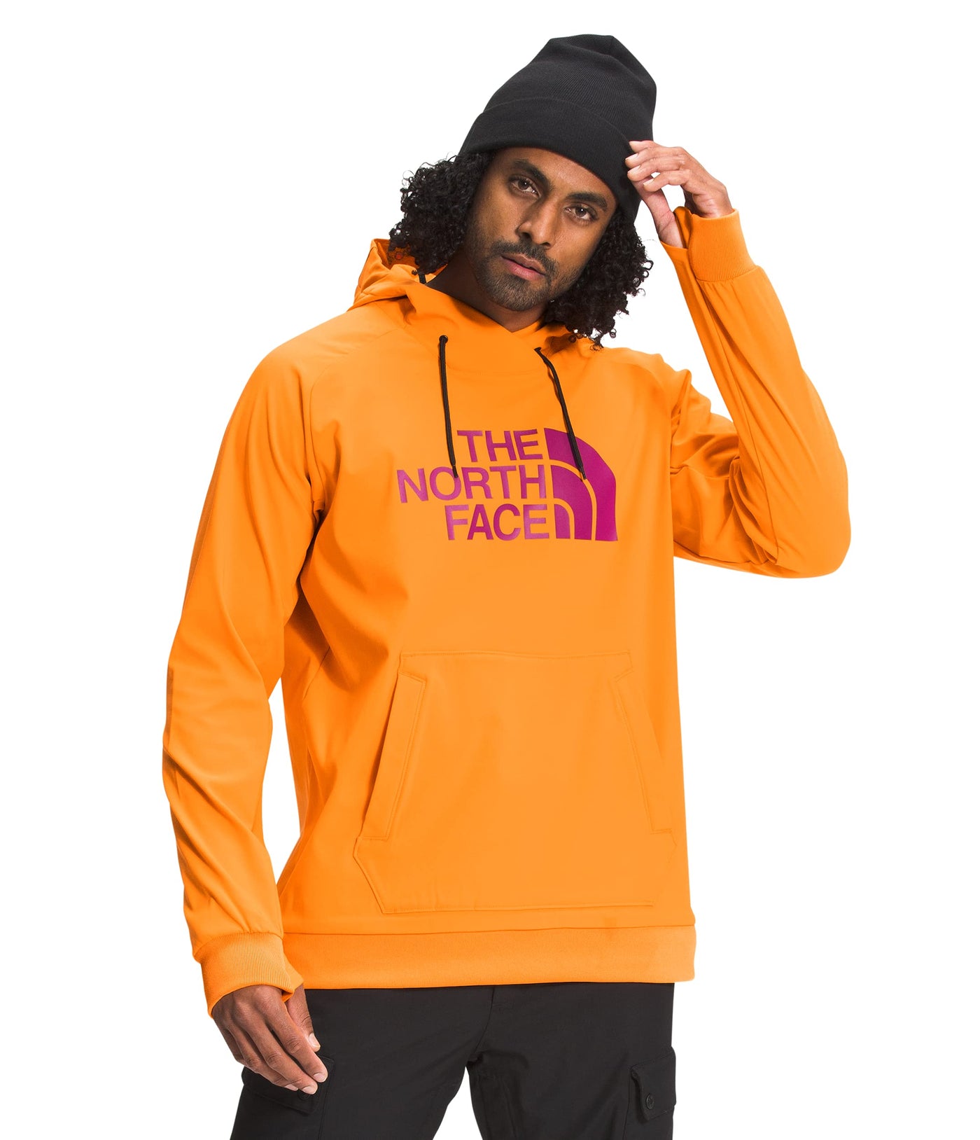 THE NORTH FACE Men's Tekno Logo Water-Repellent Fleece Hoodie, Vivid Orange, Medium Regular