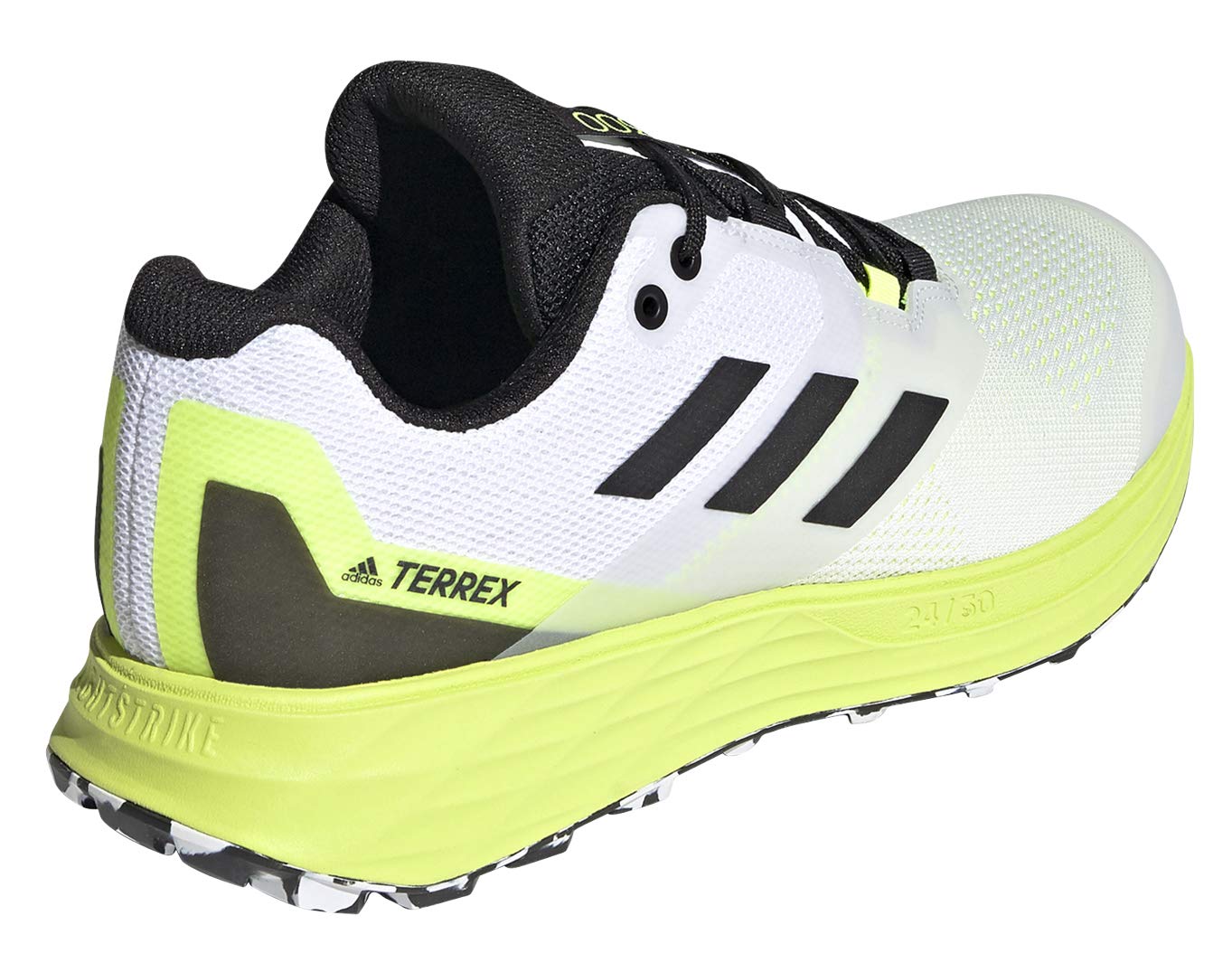 adidas Men's Terrex Two Flow Trail Running Shoe, Cloud White/Core Black/Solar Yellow - 10