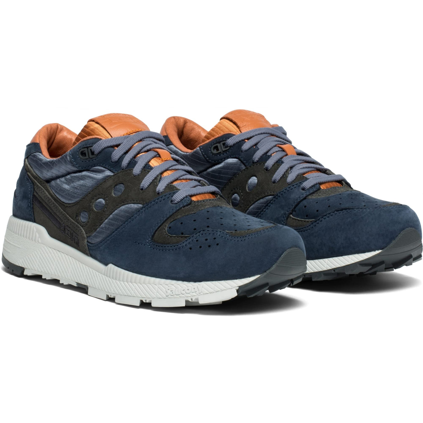 Saucony Men's Azura Weathered Luxury Sneaker, Navy/Brown, 9.5