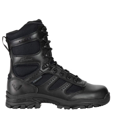 Thorogood Deuce 8” Waterproof Side-Zip Black Tactical Boots for Men and Women with Full-Grain Leather, Soft Toe, and Slip-Resistant Outsole; BBP & EH Rated 9.5