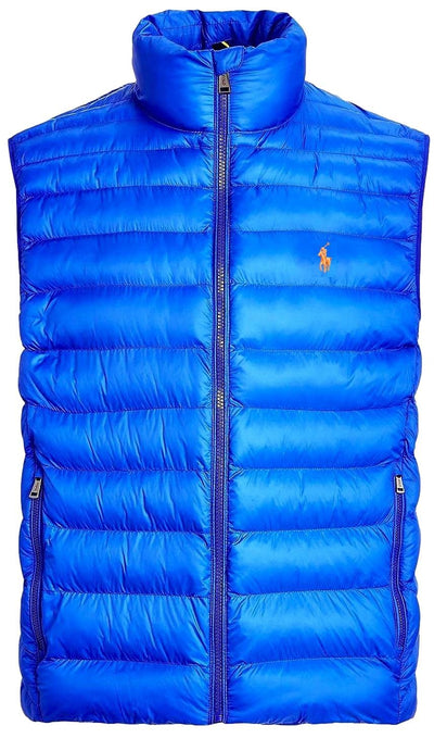 POLO RALPH LAUREN Mens Full Zip Puffer Vest (Large, Sapphire Blue.)