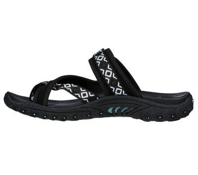 Skechers womens Reggae - Trailway Flip-Slop Sandals,black,8 M US