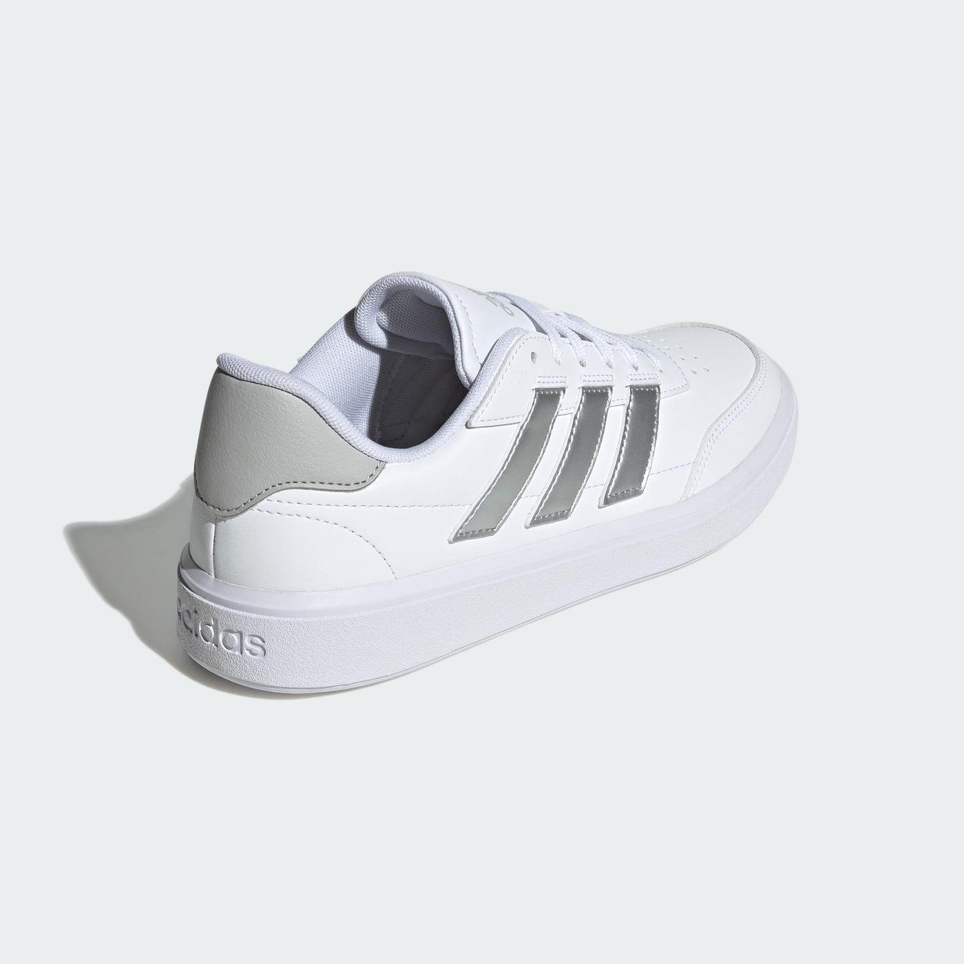 adidas Women's Courtblock Sneaker 8.5 White/Silver Metallic/Grey