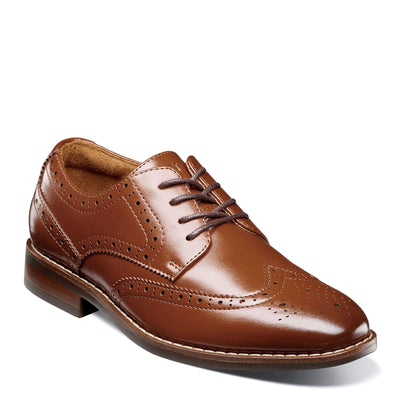 Florsheim Rucci Wingtip Jr Boys' Toddler-Youth Oxford, 4 M US Big Kid, Cognac