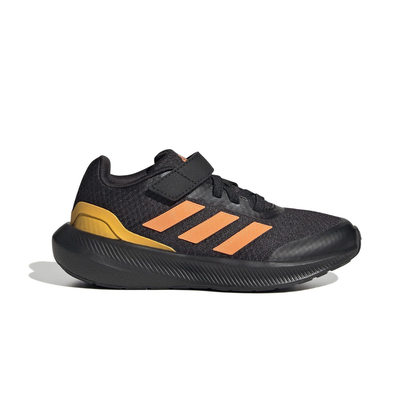 adidas Boy's Run Falcon 3.0 Elastic (Little Kid/Big Kid) Black/Screaming Orange/Solar Gold 4 Big Kid M