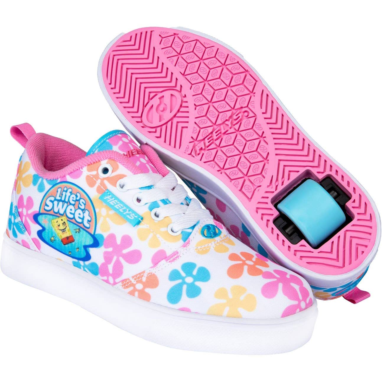 HEELYS Boy's Spongebob Pro 20 (Little Kid/Big Kid/Adult) White/Light Pink/Light Blue 13 Little Kid M