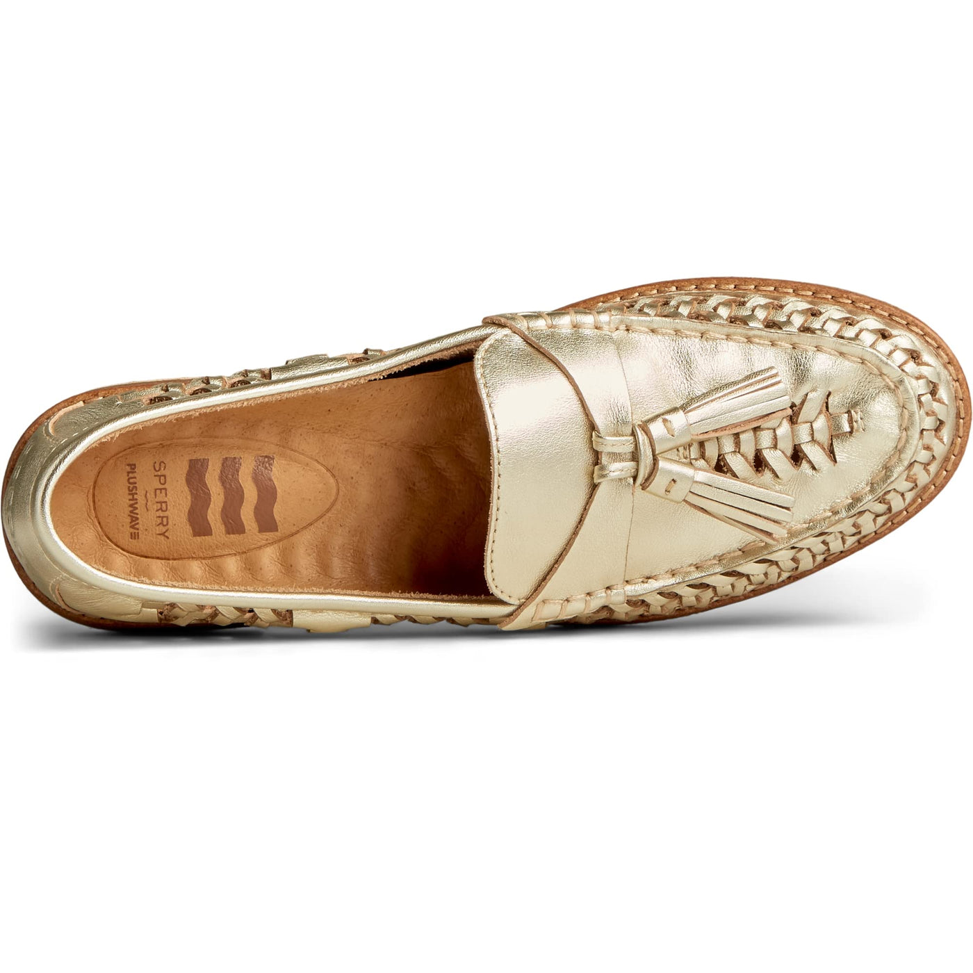 Sperry Seaport Penny PlushWave Woven Leather Platinum 8 M (B)