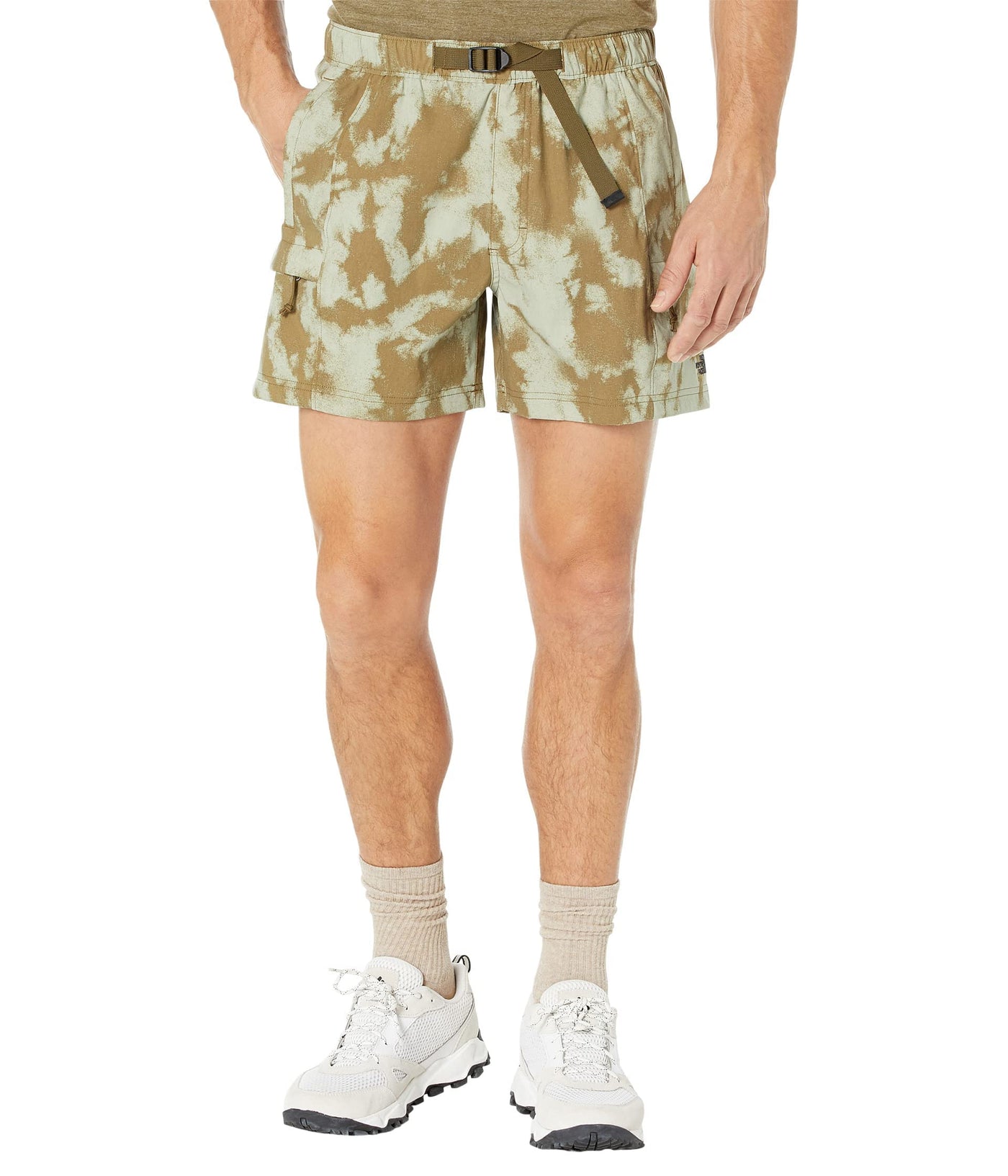 THE NORTH FACE Printed Class V 5" Belted Shorts Military Olive Retro Dye Print MD 5