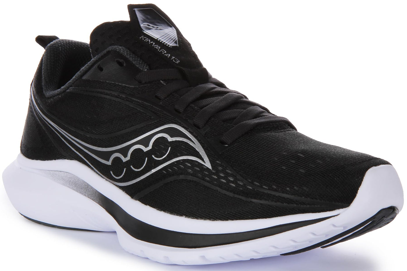 Saucony Women's Kinvara 13 Running Shoe, Black/Silver, 5.5 Wide