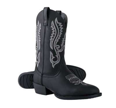 Canyon Trails Classic Cowboy Boots for Men - Footwear with Traditional Round Toe Men's Western Boots with Embroidery - Outdoor Water Repellent Durable Boots (Black - 12)