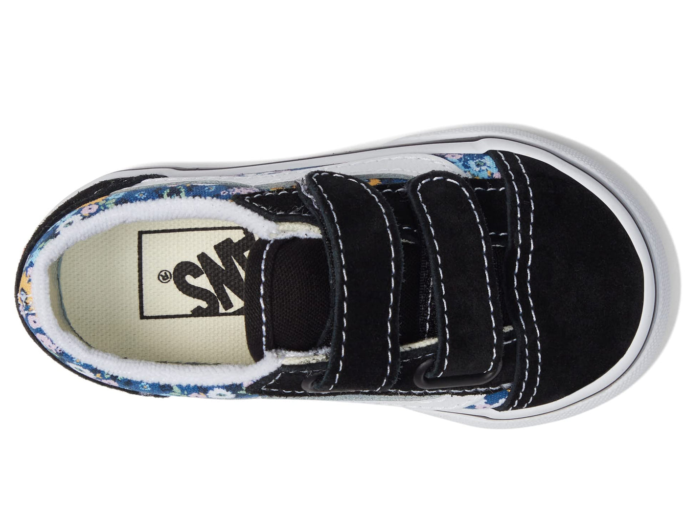 Vans Unisex-Child Old Skool V Core (Little Big Kid) 8 Toddler (Floral) Black/Multi