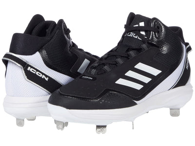 adidas Men's Icon 7 Mid Cleats 9 Black/White/Silver Metallic