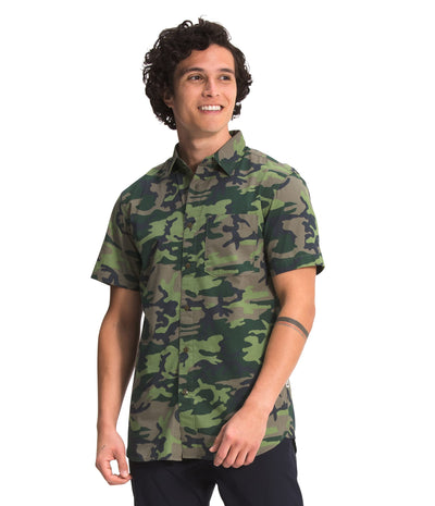 THE NORTH FACE Men's Baytrail Pattern Button-Down Short-Sleeve Shirt, Thyme Brushwood Camo Print, Small