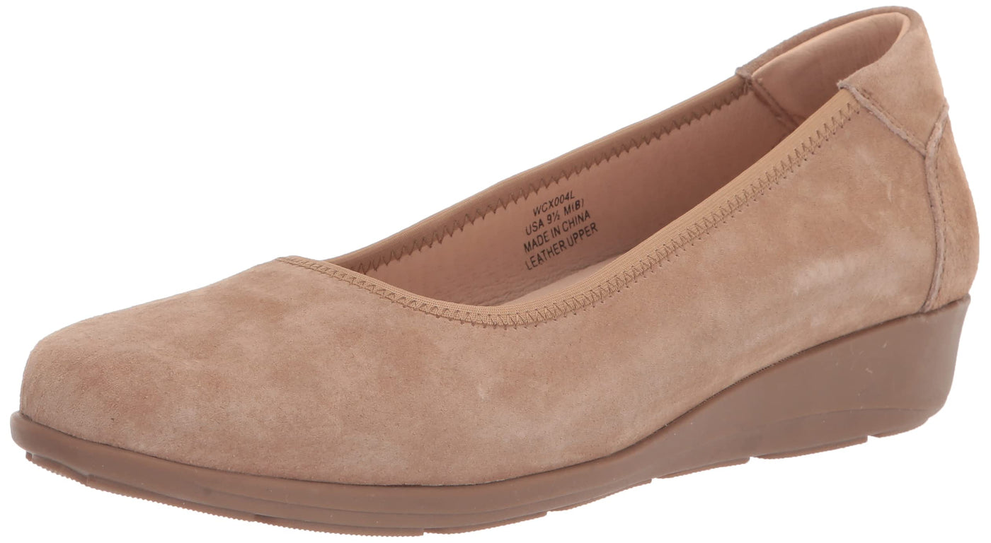 Propét Women's Yara Ballet Flat 8 Natural Buff Suede