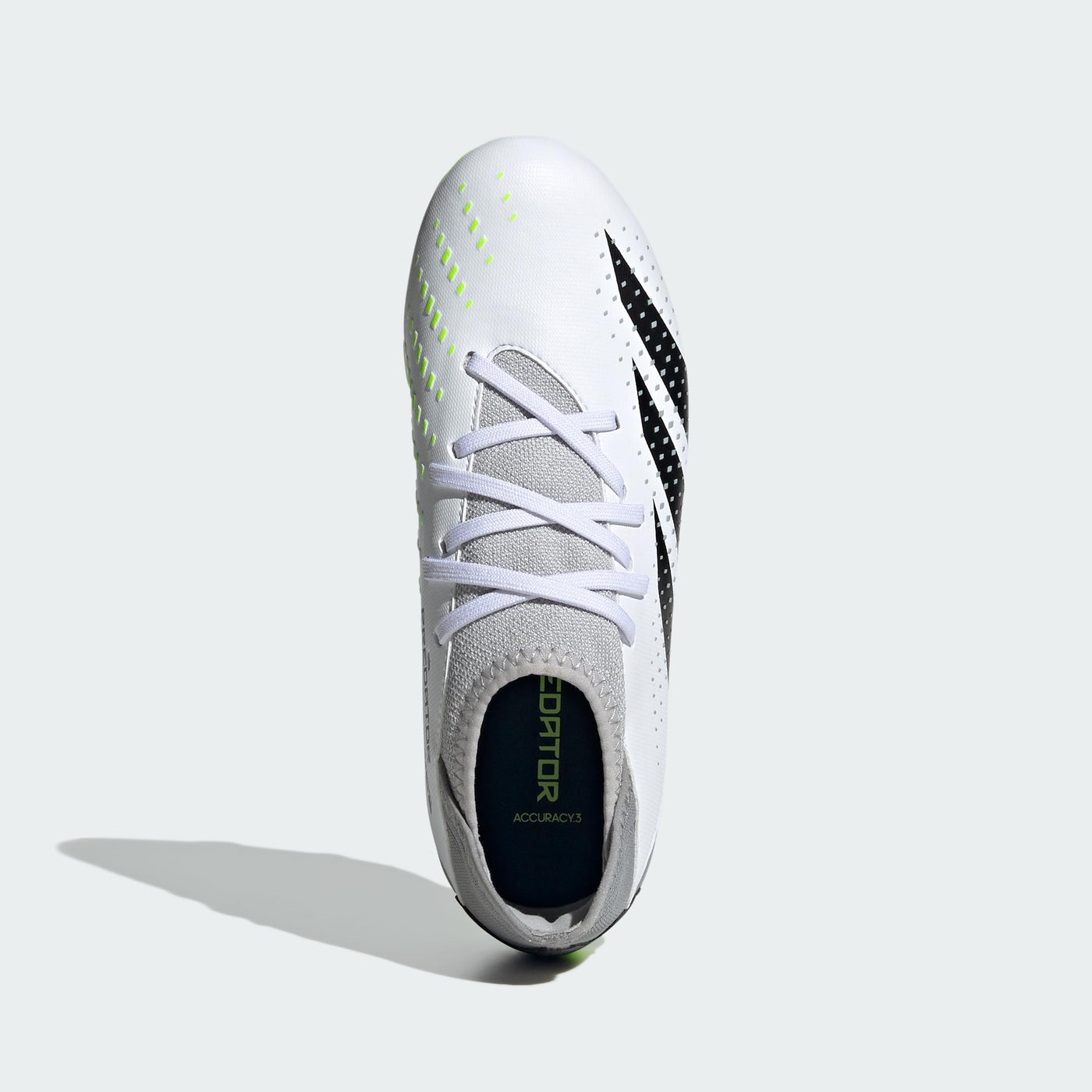 adidas Predator Accuracy.3 Firm Ground Sneaker, White/Core Black/Lucid Lemon, 5.5 US Unisex Big Kid