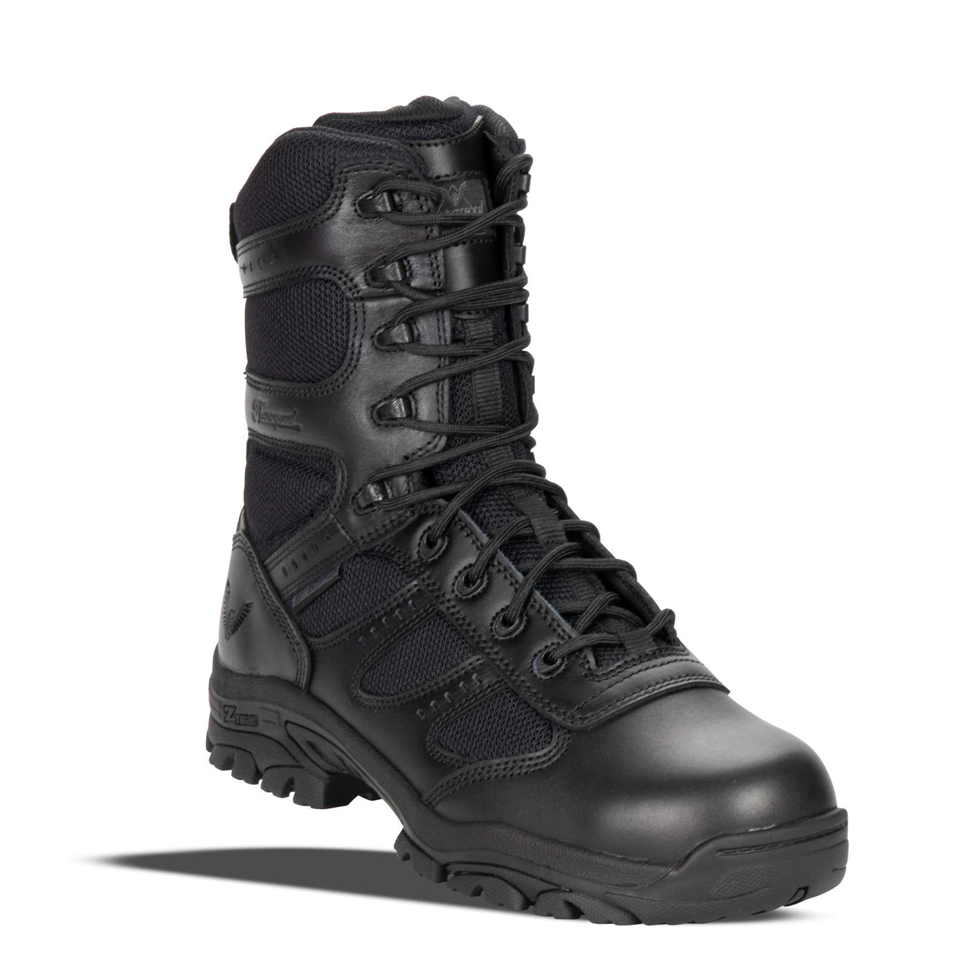 Thorogood Deuce 8” Waterproof Side-Zip Black Tactical Boots for Men and Women with Full-Grain Leather, Soft Toe, and Slip-Resistant Outsole; BBP & EH Rated 9.5