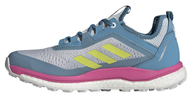 adidas Women's Terrex Agravic Flow Trail Running Shoe, Halo Blue/Acid Yellow/Crystal White - 5