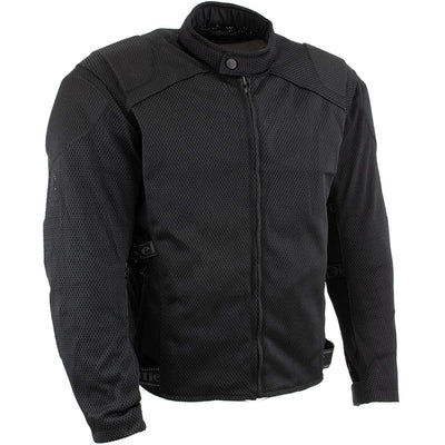 Xelement CF2157 Men's 'Caliber' Black Mesh Motorcycle Jacket with X-Armor Protection - 2X-Large