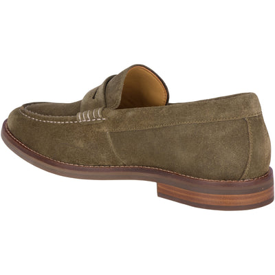 Sperry Men's Gold Cup Exeter Suede Penny Loafer, Olive, 11.5