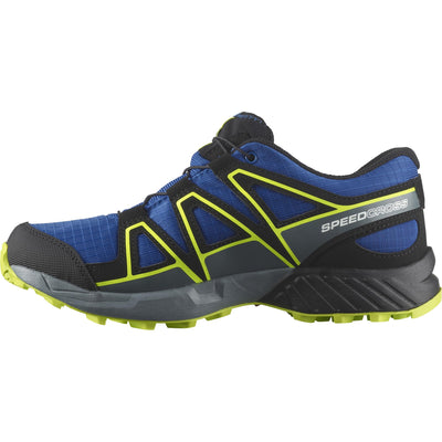 Salomon SPEEDCROSS CLIMASALOMON™ WATERPROOF Shoes for Kids, Nautical Blue / Black / Acid Lime, 2