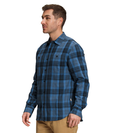 THE NORTH FACE Men's Arroyo Long Sleeve Flannel Button-Down Shirt, Shady Blue Medium Icon Plaid 2, X-Large