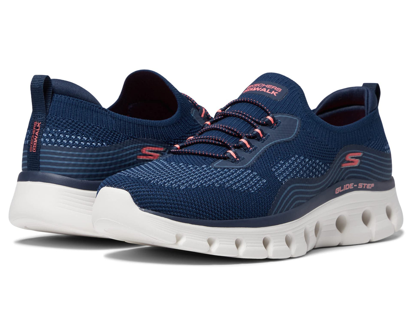 Skechers Women's Go Walk Glide Step Flex Silver Spirit 7 Navy Coral