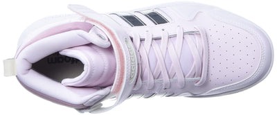 adidas Women's Postmove Mid Basketball Shoe, Almost Pink/Silver Metallic/Magic Mauve, 8