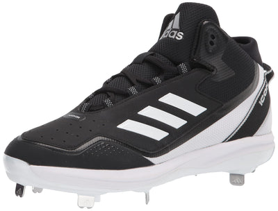 adidas Men's Icon 7 Mid Cleats 9 Black/White/Silver Metallic