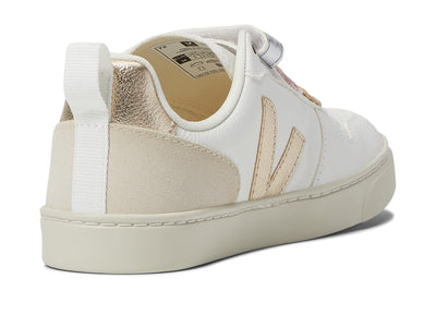 VEJA Small V-10 Hook-and-Loop (Little Big Kid) Sneaker, Multicolor Extra White/Shiny, 13 Wide US Unisex