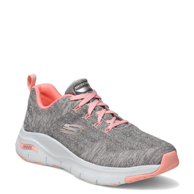 Skechers Women's Sneaker, Gray Knit Pink Trim Grey, 6