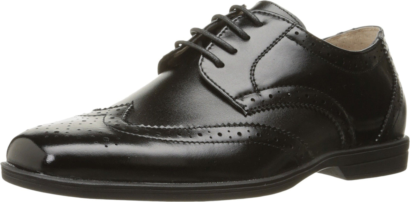 Florsheim Reveal Wingtip Jr Boys' Toddler-Youth Oxford, 6.5 M US Big Kid, Black