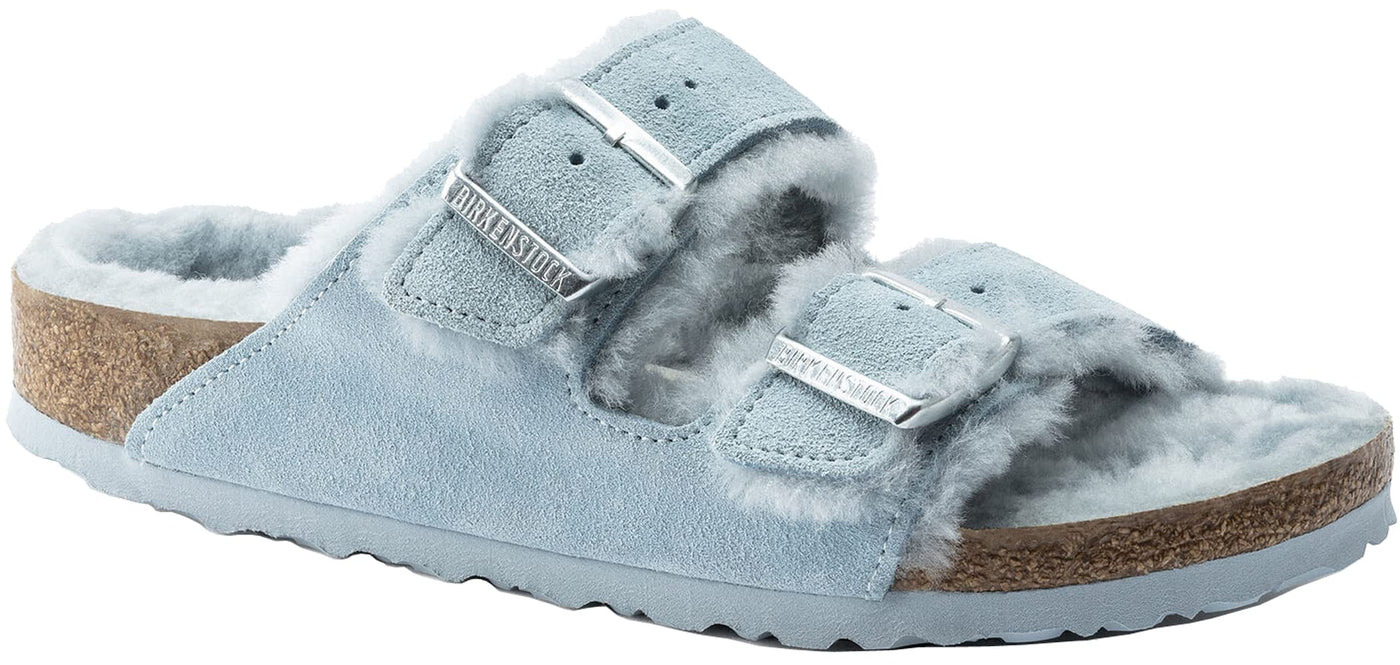 Birkenstock Women's Arizona Shearling Sandals 9 Light Blue/Light Blue