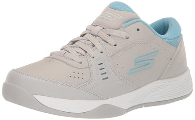 Skechers Women's Viper Court Smash Athletic Indoor Outdoor Pickleball Shoe | Relaxed Fit Sneaker 10 Grey/Blue