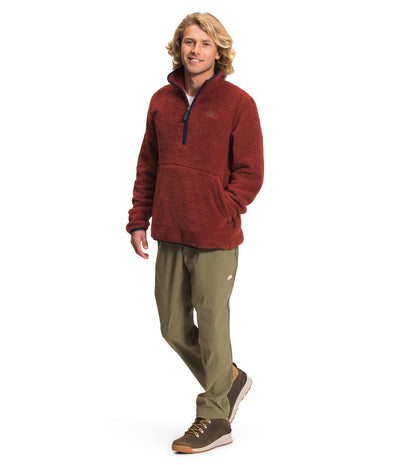 THE NORTH FACE Men's Dunraven Sherpa ¼ Zip, Brick House Red/Aviator Navy, XXL