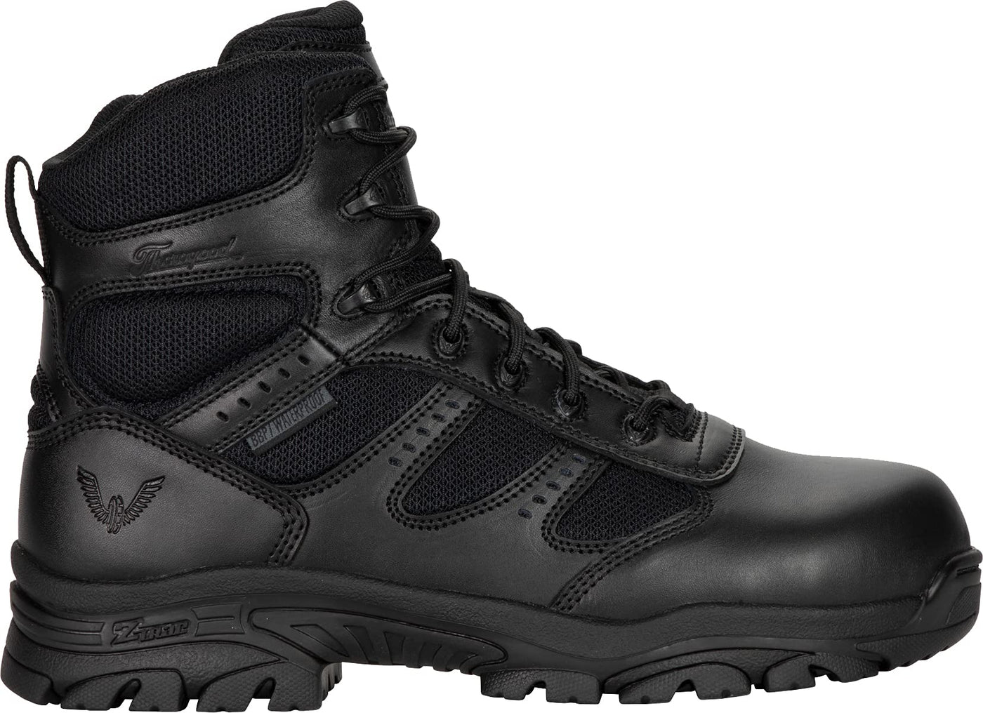 Thorogood Deuce 6” Waterproof Side-Zip Black Tactical Boots for Men and Women with Full-Grain Leather, Soft Toe, and Slip-Resistant Outsole; BBP & EH Rated 8.5