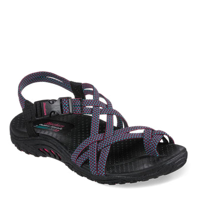 Skechers Women's Reggae-IRIE MON Sport Sandal, Black/Multi, 9