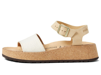 Birkenstock Glenda by Papillio Natural/Almond Canvas/Suede EU 38 (US Women's 7-7.5) Narrow