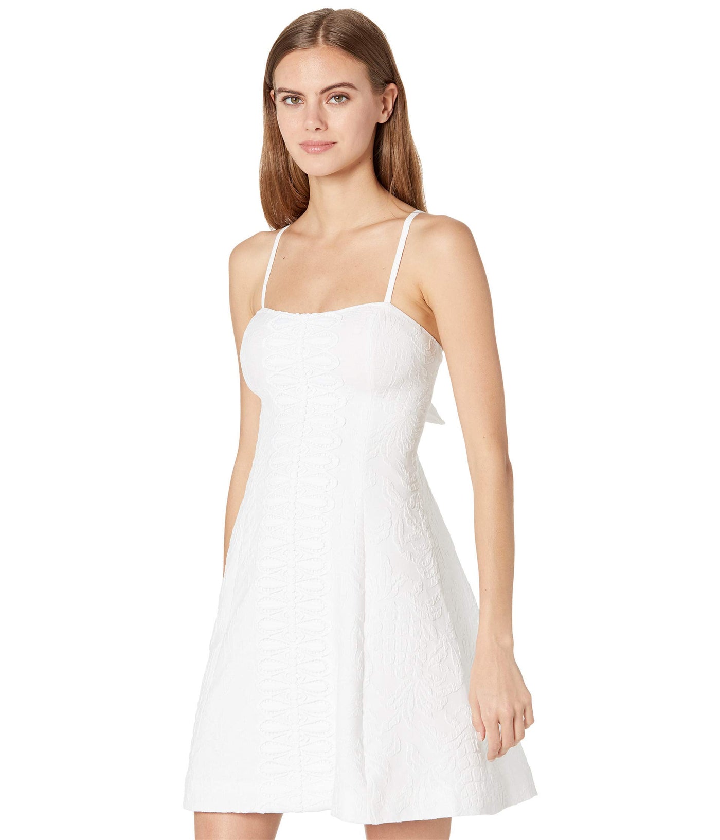 Lilly Pulitzer Perry Stretch Dress Resort White Pineapple Pucker Jacquard 00