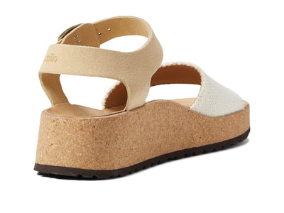 Birkenstock Glenda by Papillio Natural/Almond Canvas/Suede EU 38 (US Women's 7-7.5) Narrow