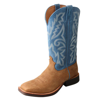 Twisted X Men's Ruff Stock Boot WS Toe 14", Tan/Sky Blue - 9 Wide